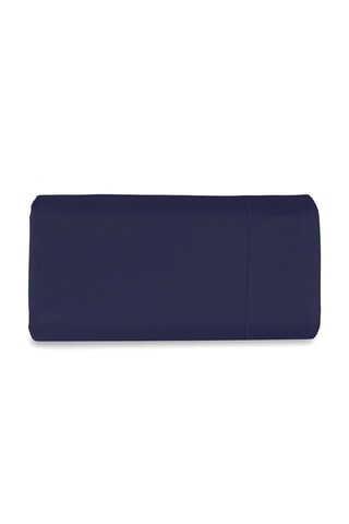 Sábana encimera de satén de algodón 80 hilos/cm² Liso - Azul oscuro