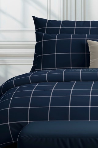 Sábana encimera de satén de algodón 80 hilos/cm² Amélia - Azul oscuro