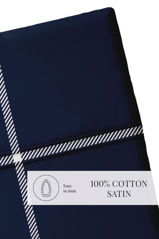 Sábana encimera de satén de algodón 80 hilos/cm² Amélia - Azul oscuro