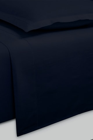 Juego de sábanas de satén de algodón 80 hilos/cm² Uni - Azul noche