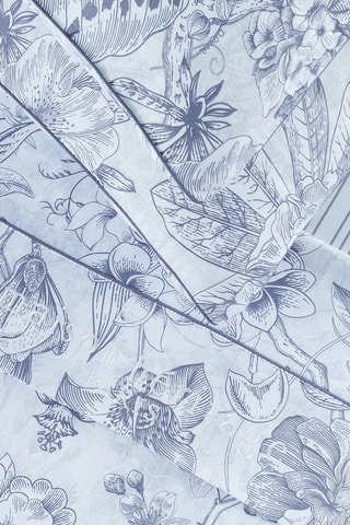 Juego de sábanas de satén de algodón 80 hilos/cm² Fleurs esquissées - Blanco