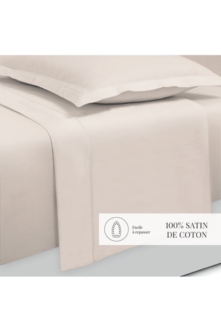 Juego de sábanas de satén de algodón 80 hilos/cm²  - Beige