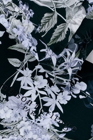 Juego de sábanas de satén de algodón 80 hilos/cm²  Hortensia - Azul oscuro