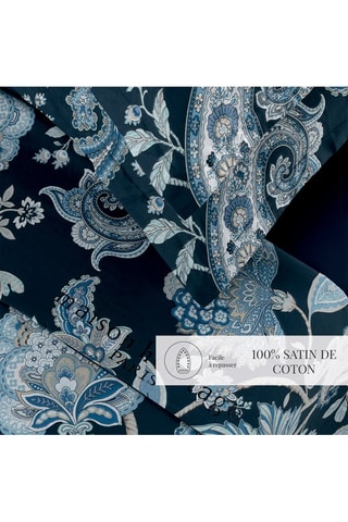 Juego de sábanas de satén de algodón 80 hilos/cm²  Kashmir - Azul oscuro