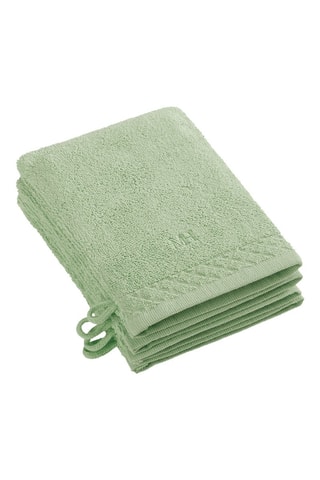4 manoplas de baño Liso - Verde almendra - - 15 x 21 cm