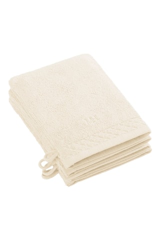 4 manoplas de baño Liso - Marfil - 15 x 21 cm