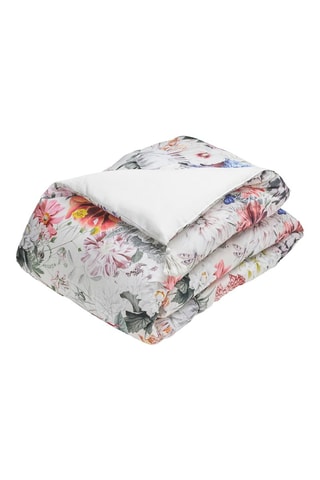 Edredón de satén de algodón 80 hilos/cm² Fleurs éclatantes - Blanco y rosa