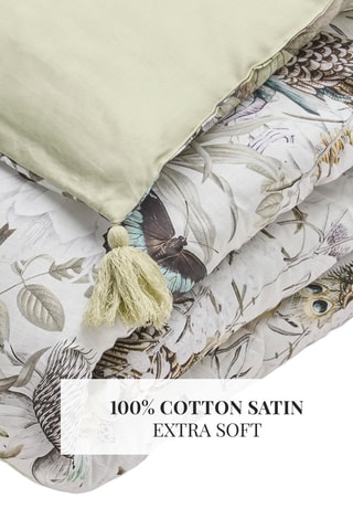 Edredón de satén de algodón 80 hilos/cm² Jardin orné - Verde claro y blanco