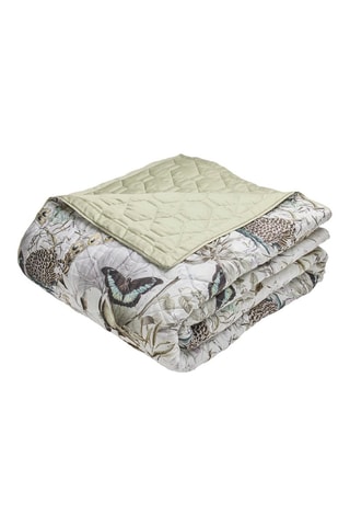 Colcha de satén de algodón 80 hilos/cm² Jardin orné - Verde claro y blanco
