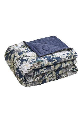 Colcha de satén de algodón 80 hilos/cm²  Jardin orné - Azul