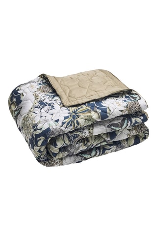 Colcha de satén de algodón 80 hilos/cm²  Jardin orné - Azul