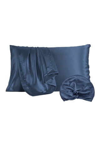 Funda de almohada de seda Silence - Azul ­- 50 x 70 cm