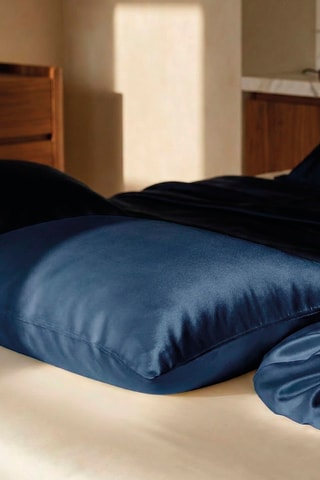 Funda de almohada de seda Silence - Azul ­- 50 x 70 cm