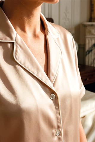 Pijama de seda Aurelia - Beige