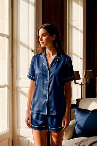 Pijama de seda Aurelia - Azul marino