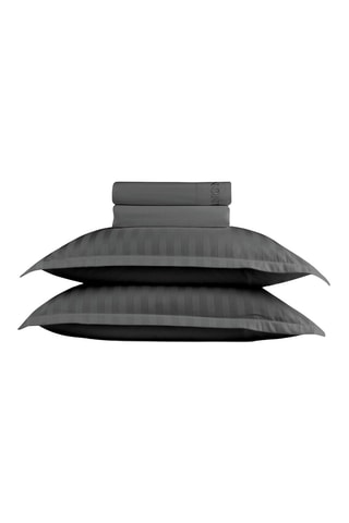 Juego de sábanas de satén de algodón Dobby - Gris oscuro