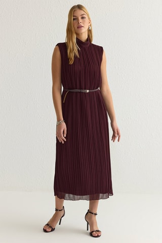 Robe plissée - Bordeaux
