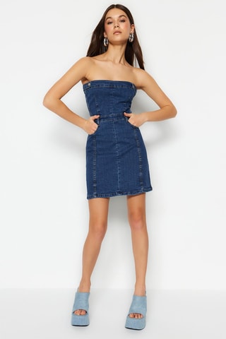 Robe bustier en jean - Bleu
