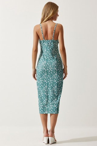 Robe midi - Blanc et vert