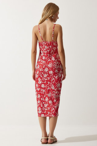 Robe midi - Blanc et rouge