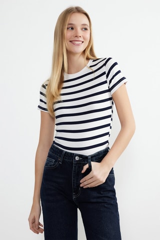 T-shirt - Blanc et bleu