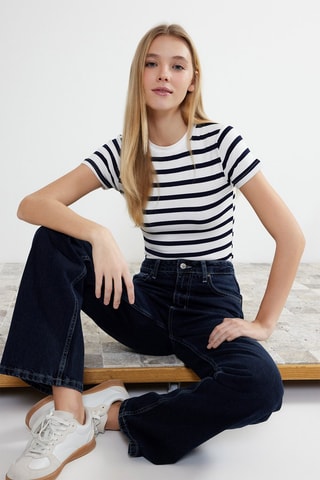 T-shirt - Blanc et bleu