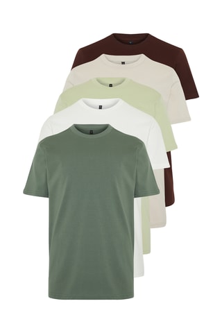 5 T-shirts - Vert clair et multicolore