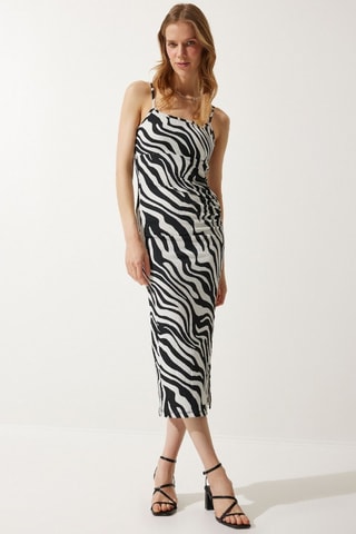 Robe midi - Blanc et noir