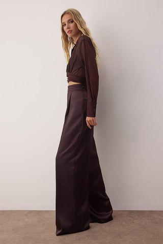 Pantalon wide legs - Marron
