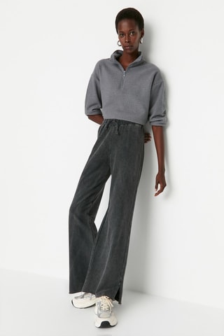 Pantalon taille haute - Gris