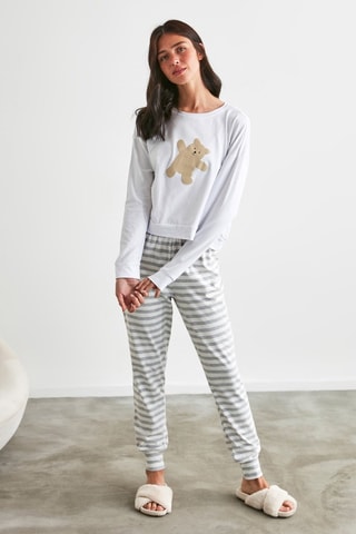 Pyjama - Blanc, beige et gris