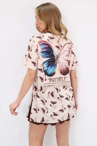 T-shirt  poudré - Blanc et marron