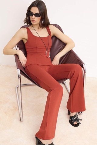 Top et pantalon taille haute - Rouge