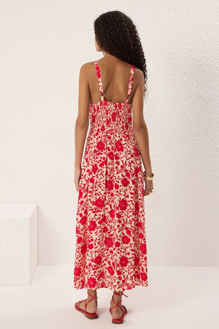 Robe midi - Blanc et rose