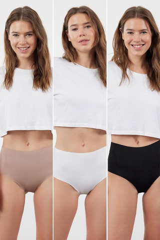 3 culotte hipsters - Blanc, noir et beige