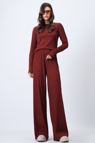 T-shirt et pantalon palazzo taille haute - Rouge