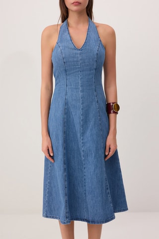 Robe midi en jean - Bleu