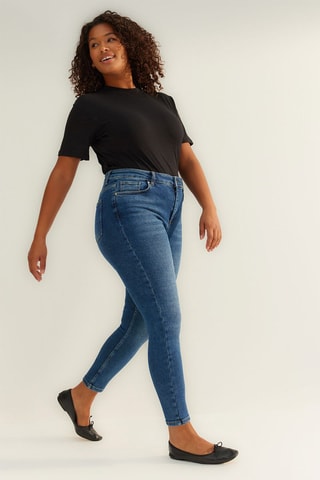 Jean skinny taille haute - Bleu