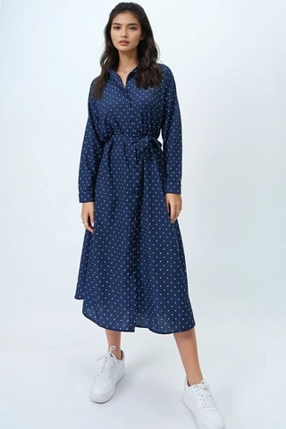 Robe chemise regular - Blanc et bleu