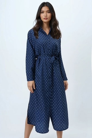 Robe chemise regular - Blanc et bleu