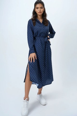 Robe chemise regular - Blanc et bleu