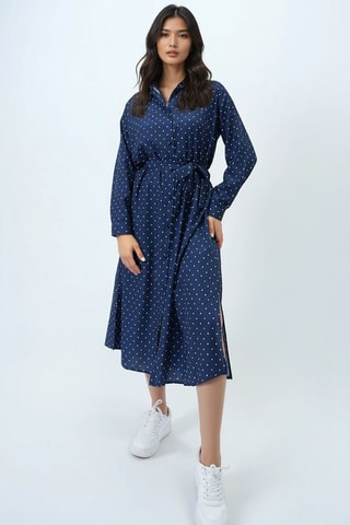 Robe chemise regular - Blanc et bleu