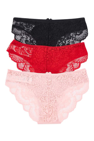 3 tangas - Noir, rose et rouge