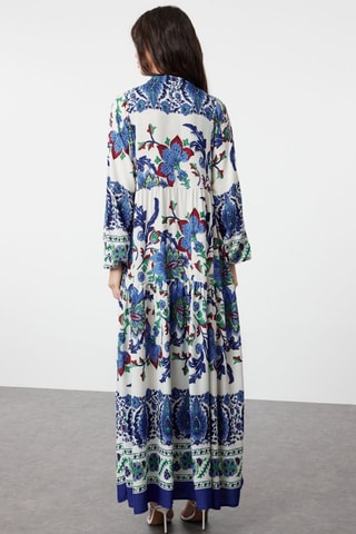 Robe longue - Blanc et bleu