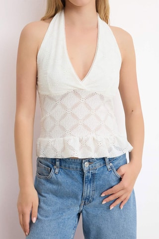 Top en broderie anglaise - Écru
