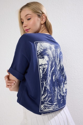 T-shirt oversize - Blanc et bleu