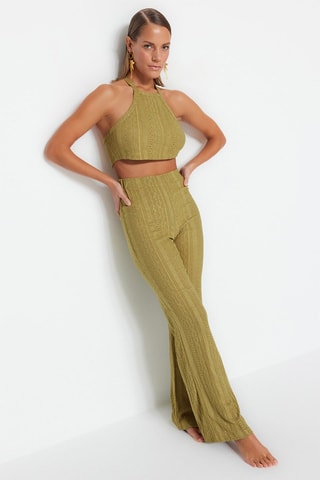 Crop top et pantalon taille haute - Kaki