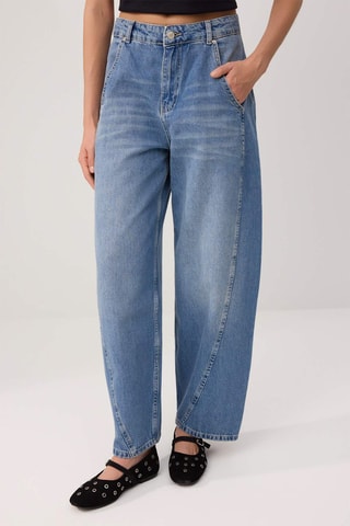 Jean baggy taille haute - Bleu