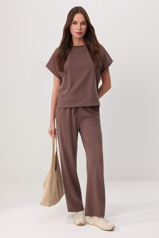 T-shirt et pantalon wide leg - Marron