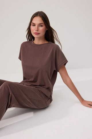 T-shirt et pantalon wide leg - Marron